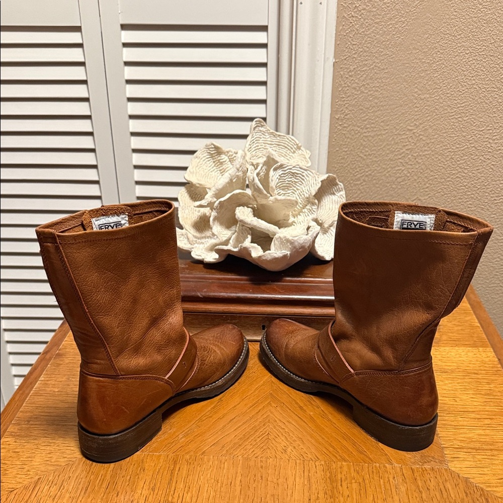 FRYE Veronica flex Short Brown Leather Moto Boots * Worn Once! - Picture 11 of 12